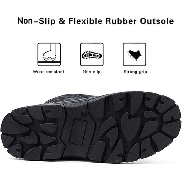 Men's Winter Waterproof Insulated Shell Warm Inner Snow Boots, Black- Size 10 - Picture 5 of 6